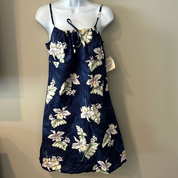NWT Aloha Republic Women's Blue Floral Spaghetti Strap Mini Sun Dress Size 12 - Picture 1 of 12
